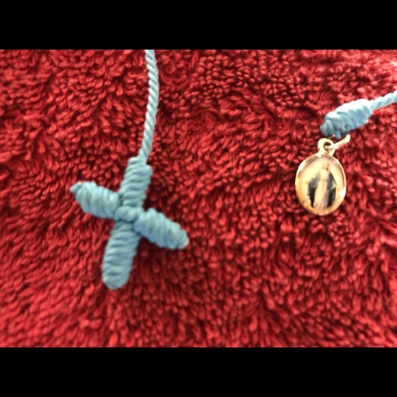 Knotted Bracelet Blue with Cross & Charm - Picture 2 of 4